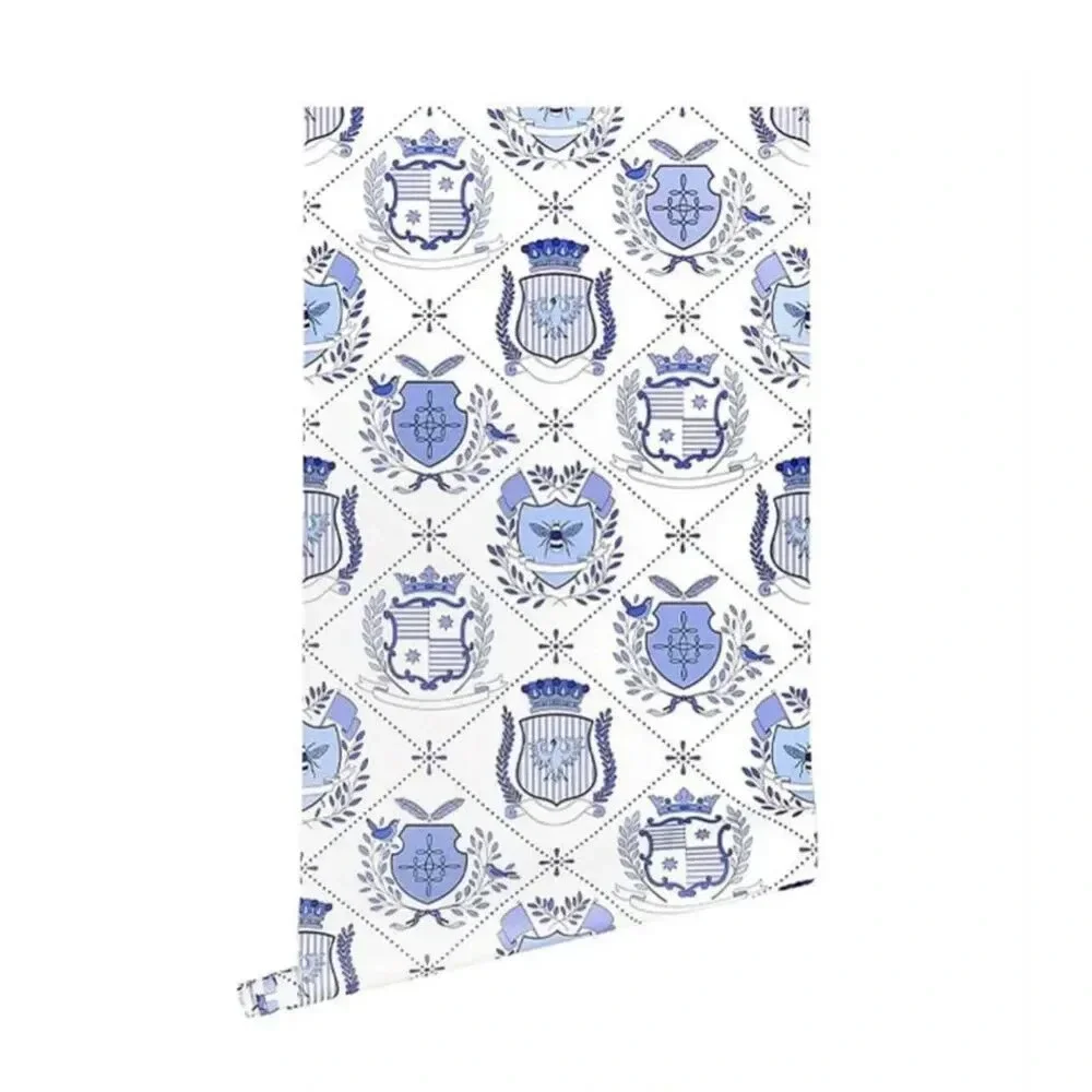 Caitlin Wilson Blue Royal Crest Pre-pasted Wallpaper Double Rolls‎ Baby Nursery